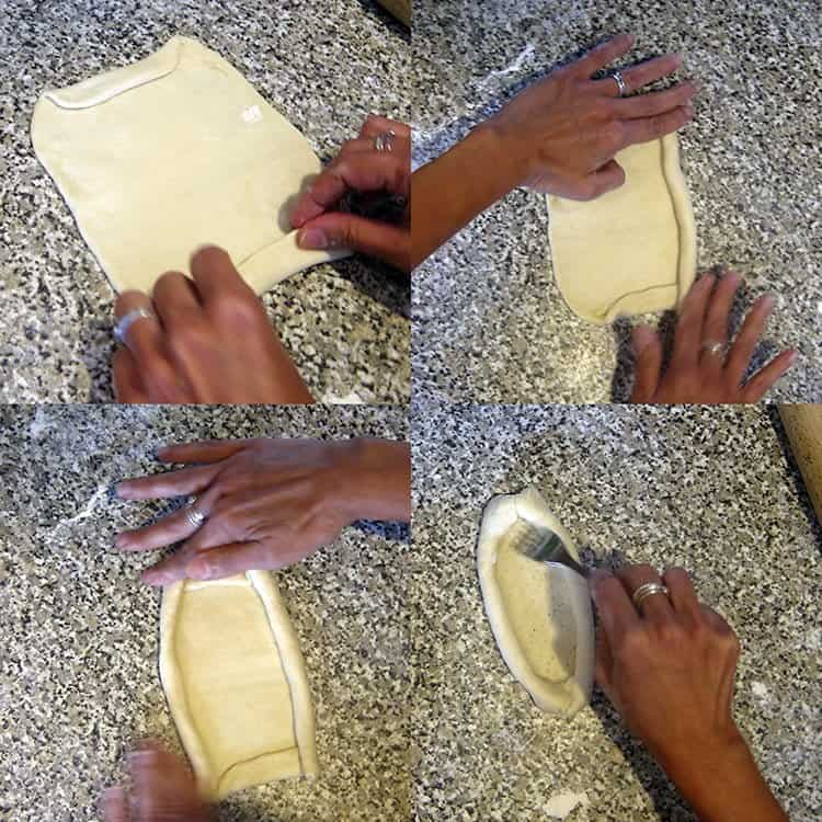 How to fold dough for peinirli