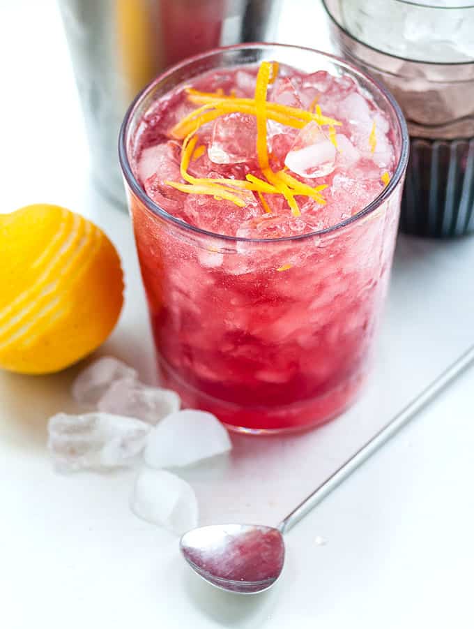 Cherry Brandy cocktail served over crushed ice in a rocks glass