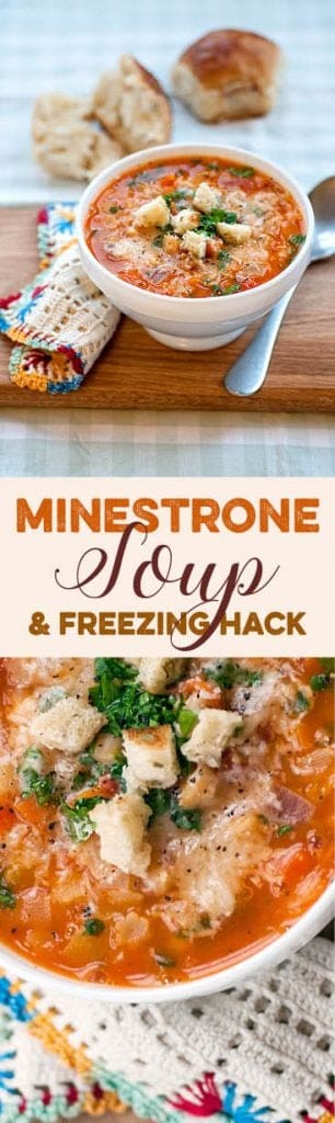 Hearty, budget friendly and healthy, minestrone soup is perfect for a warming lunch or dinner. Make a big batch and use my easy freezer hack to store.