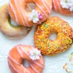 Air fryer donuts with pink glaze