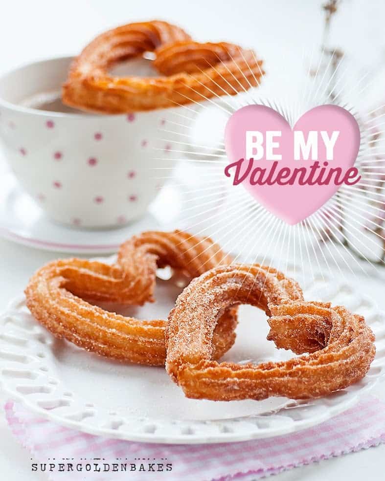 irresistible heart-shaped churros with chocolate sauce