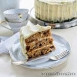 Naturally sweetened carrot cake slice on a small plate