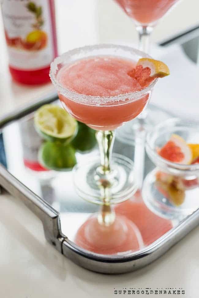 A pretty and thoroughly refreshing pineapple and grapefruit margarita. Remember to freeze the juices overnight for a frozen version.