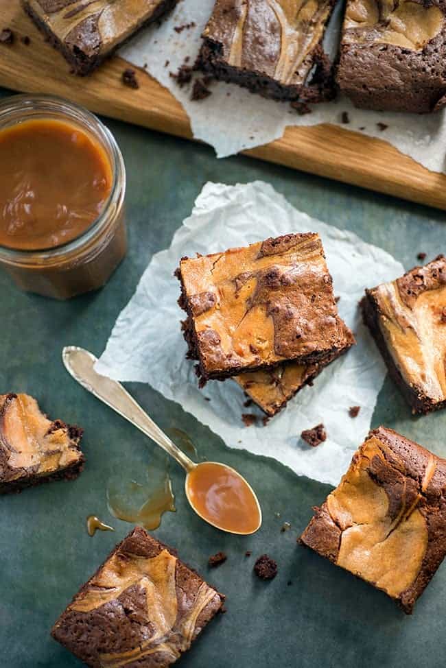 Intensely chocolatey, with a hint of coffee and cheesecake caramel swirls, these brownies certainly have plenty of wow factor!
