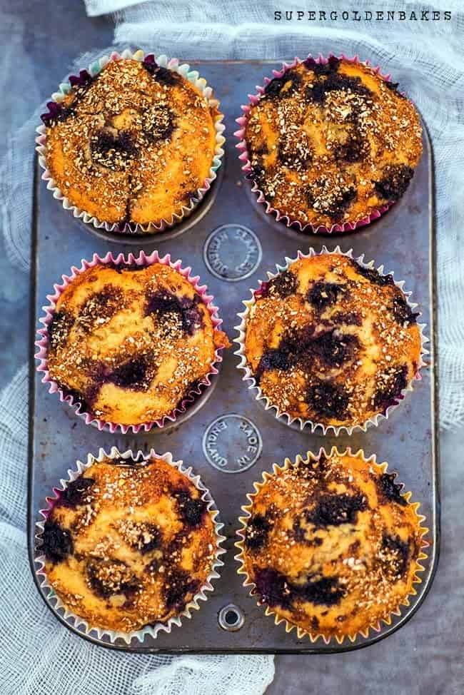 Oaty blueberry muffins