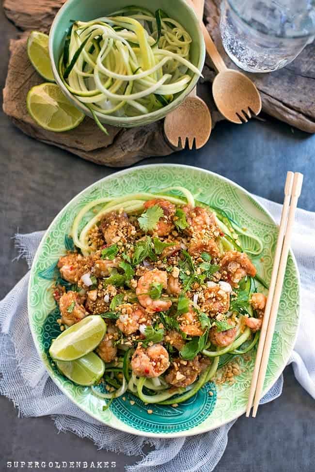 Pad Thai Recipe. An absolutely delicious 'skinny' take on Pad Thai with spiralized courgette (zucchini) noodles. Quick, easy and delicious.