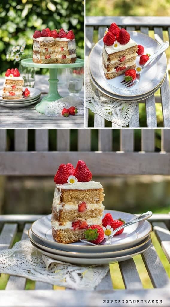 A spectacular strawberries and cream naked cake that's perfect for birthdays, celebrations, wedding and baby showers.
