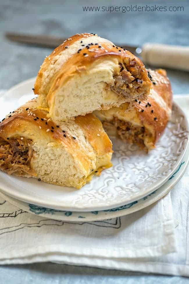Japanese milk bread filled with pulled pork