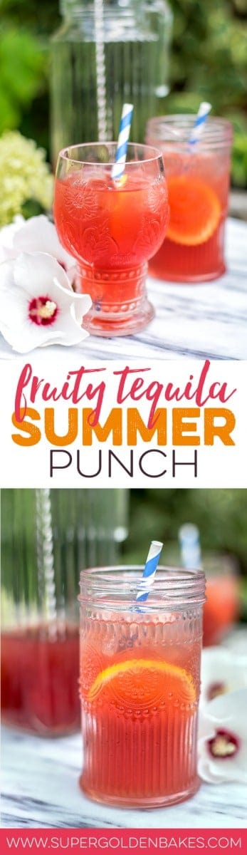 This fruity tequila punch is perfect for summer parties and tastes equally refreshing without any alcohol | Supergolden Bakes