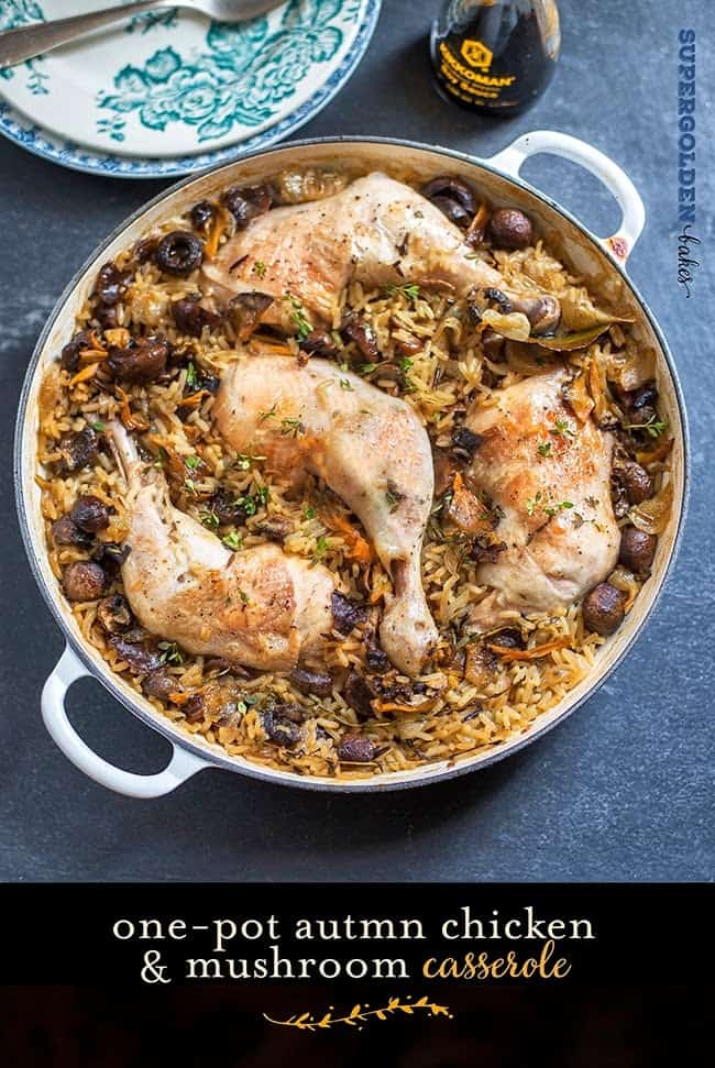 This one-pot chicken and rice casserole with wild mushrooms and chestnuts is packed with flavour. A fantastic comfort food dish the whole family will love.