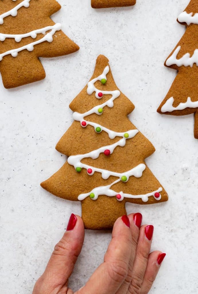 Christmas tree shaped gingerbread biscuit
