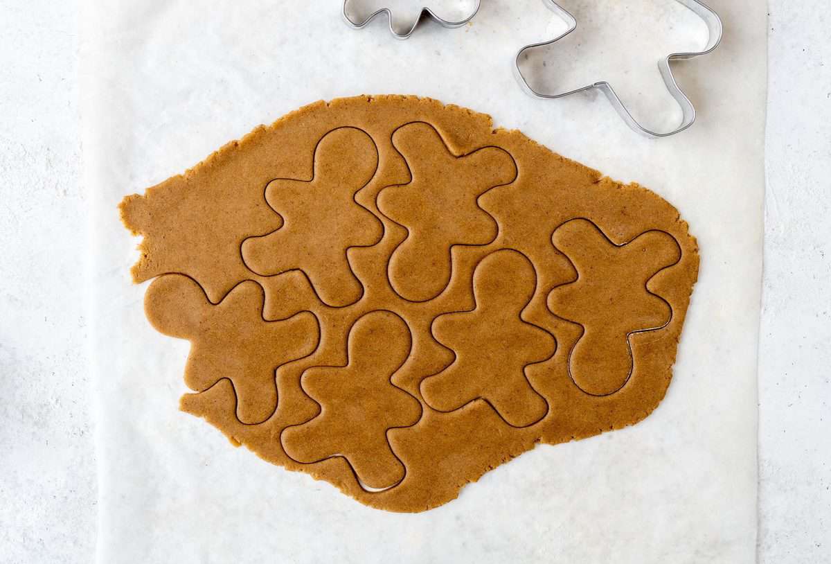 Cutting out gingerbread cookies