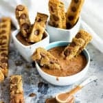 Totally irresistible chocolate chip cookie dippers served with chocolate marshmallow dipping sauce.