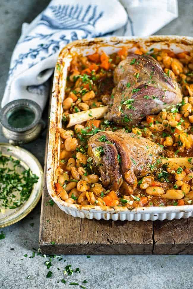 One-pot slow-roast lamb shanks with beans