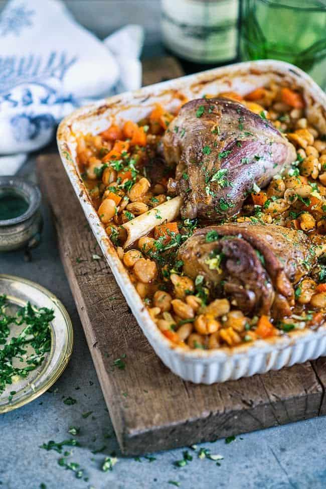 One-pot slow-roast lamb shanks with beans