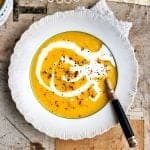 Vegan red lentil soup with carrots and parsnips