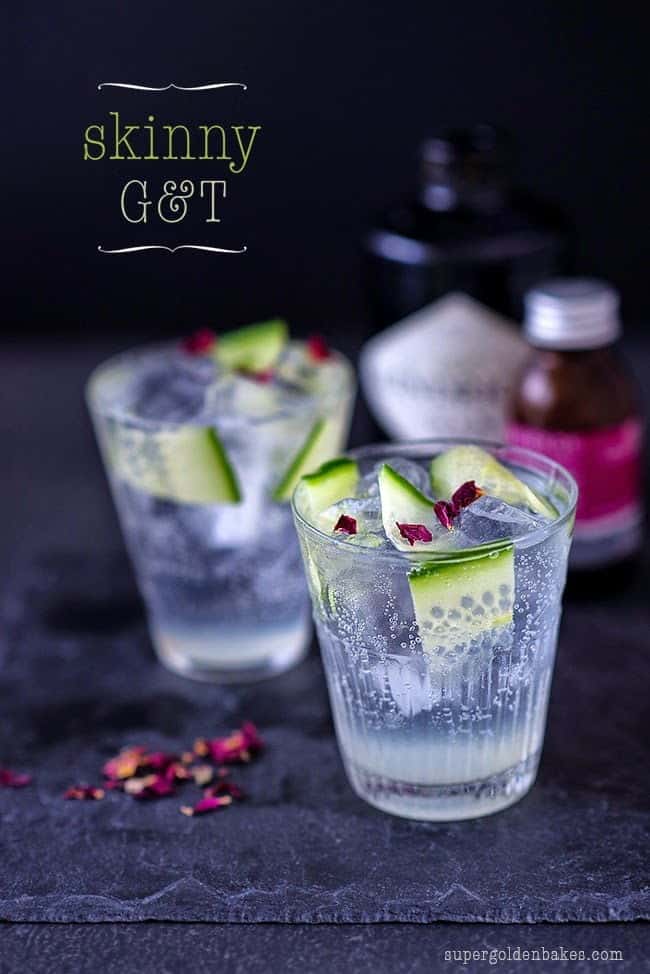 This 'skinny' gin and tonic comes in at 55 calories and contains cucumber and rosewater for a refreshing low calorie cocktail.