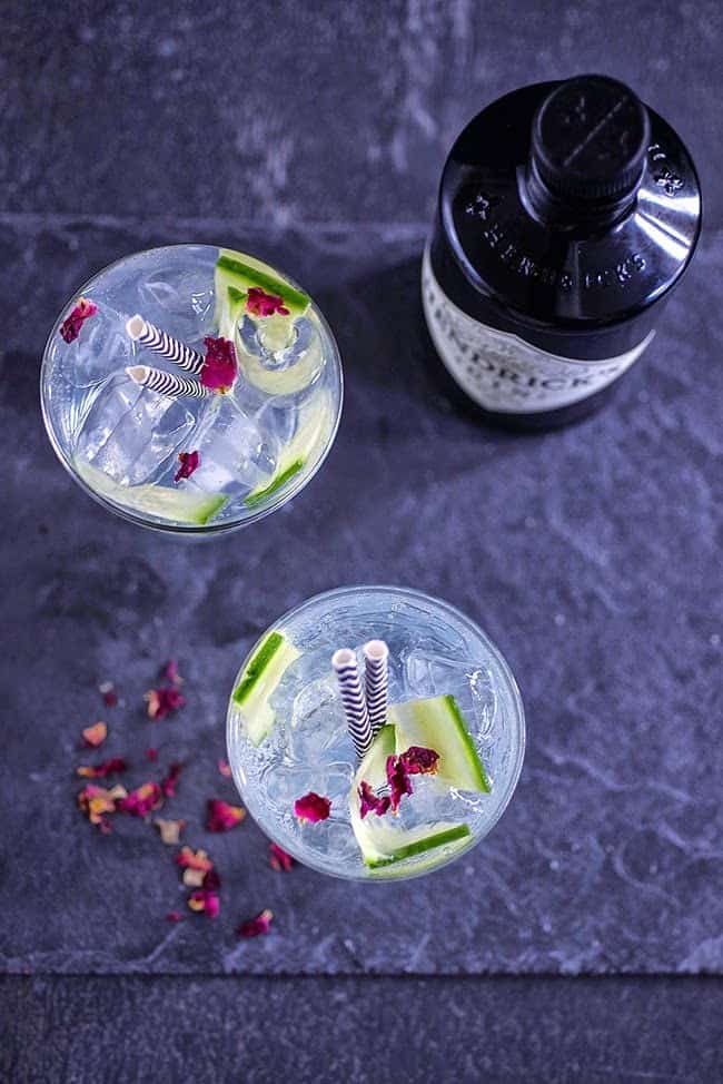 This 'skinny' gin and tonic comes in at 55 calories and contains cucumber and rosewater for a refreshing low calorie cocktail.