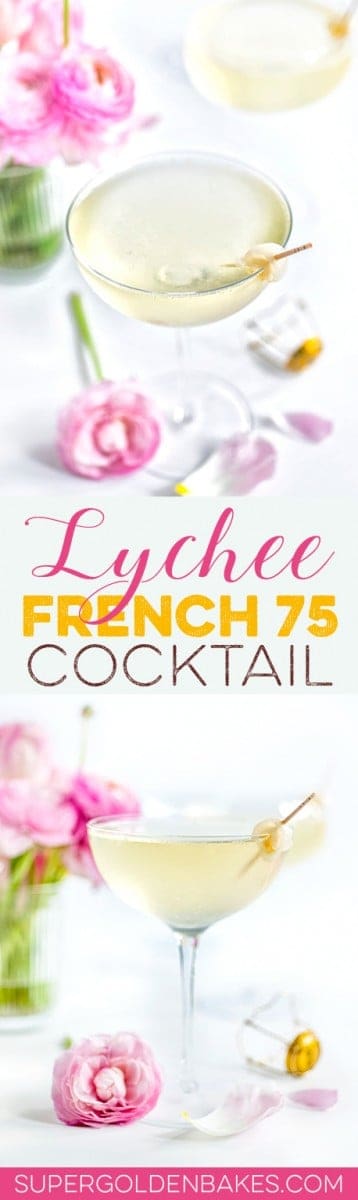 Lychee French 75 Cocktail - perfect for toasting on Valentine's Day