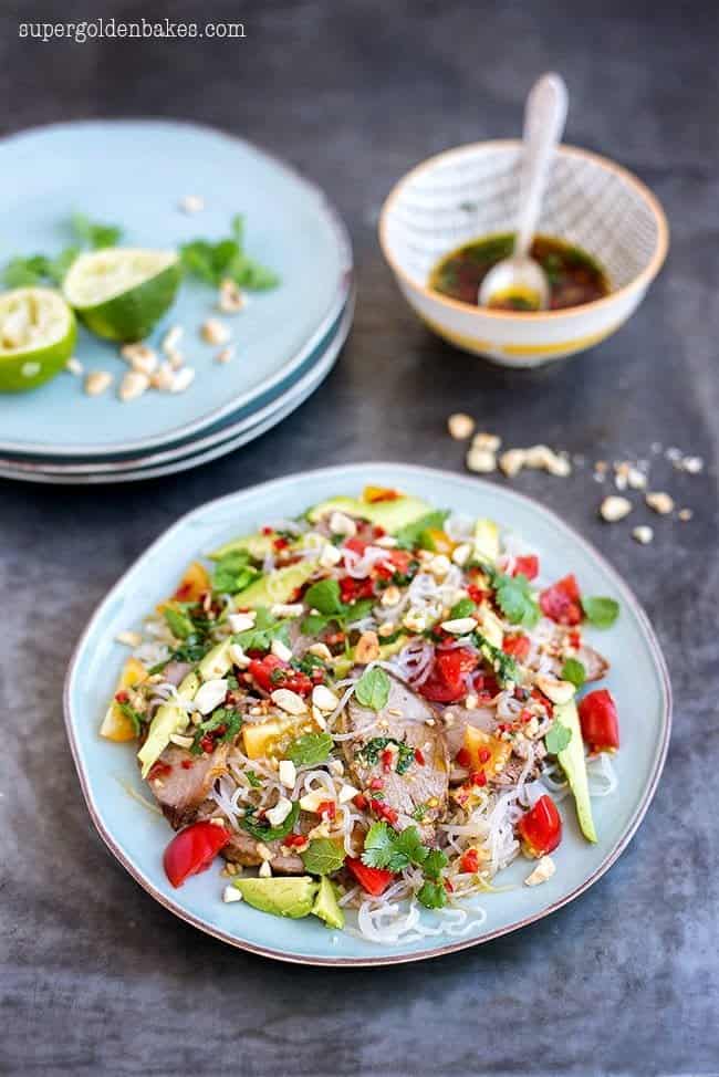This Thai lamb salad is perfect for using any leftover roast lamb. Made with miracle (konjac) noodles it is a good meal for those on 5:2 diet.