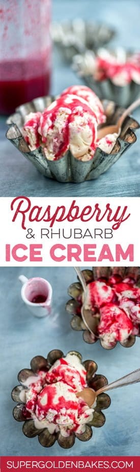 Rhubarb and raspberry ice cream