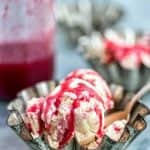 Delcious rhubarb and raspberry ice cream from scratch. Serve drizzled with rhubarb and raspberry syrup (and save some for your cocktails)