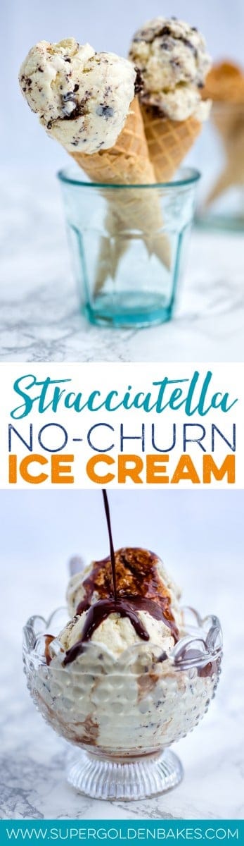 Stracciatella - no-churn ice cream with chocolate pieces. Easy and delicious! | Supergolden Bakes