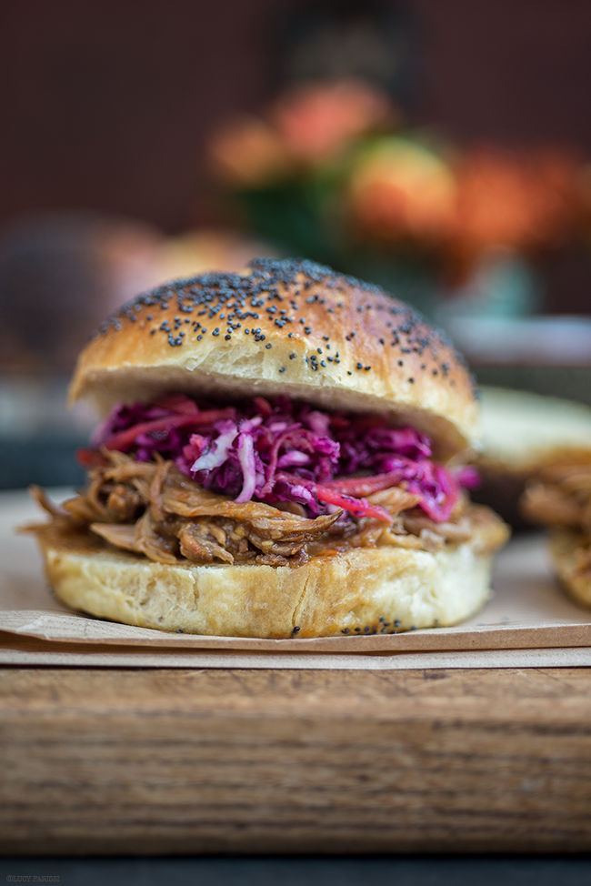 Lazy slow cooker pulled pork with red cabbage slaw