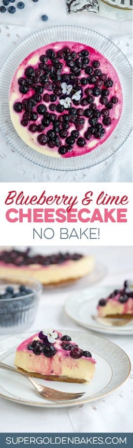 This delicious no-bake blueberry and lime cheesecake is perfect for summertime! Prepare the day before you wish to serve to allow it to set.