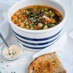 Ribollita is a hearty Tuscan vegetable soup that is made extra filling by the addition of slightly stale bread.