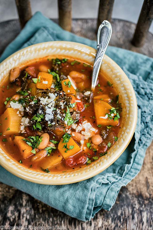 Slow Cooker Squash, Bean and Kale Stew 