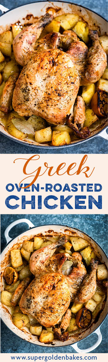 Slow roasted one-pot Greek chicken with potatoes, lemon and oregano. An incredibly simple recipe that’s delicious and meant for sharing.