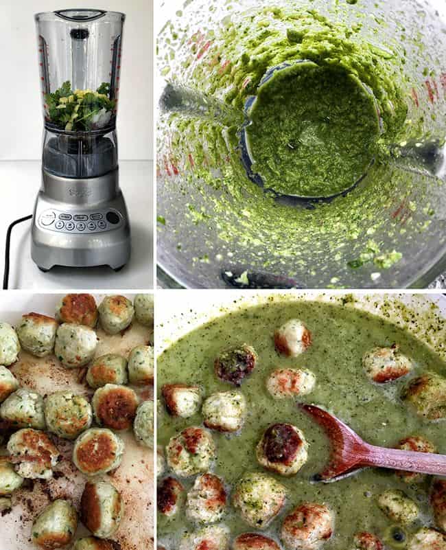collage showing how to make thai green paste