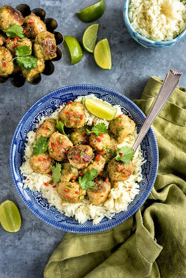 chicken meatballs with rice