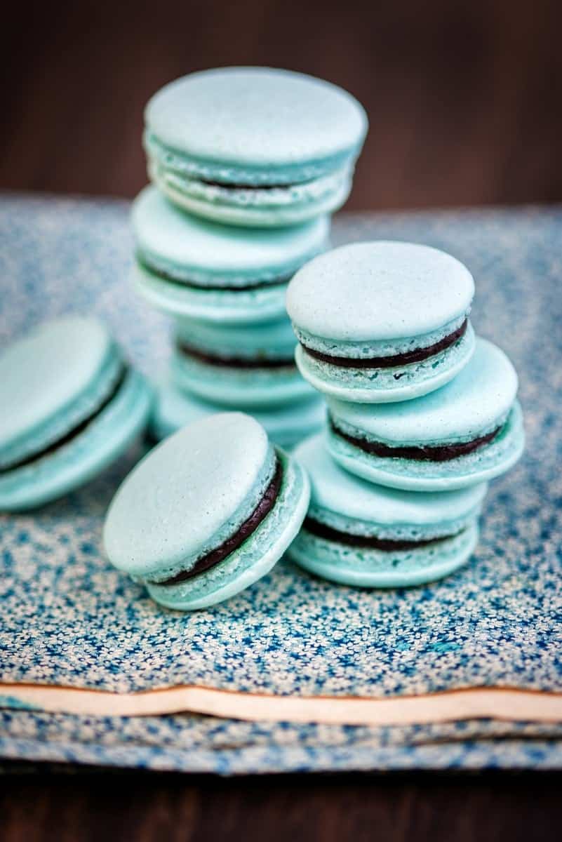stack of vegan macarons filled with ganache