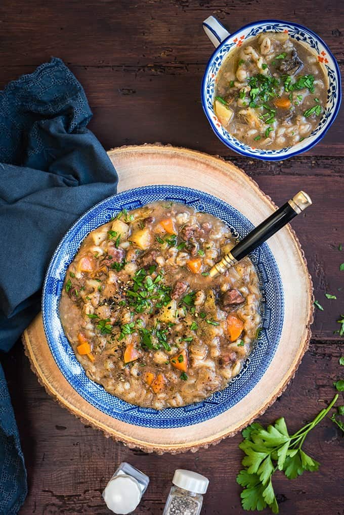 Slow cooker beef and barley soup - easy, hearty and delicious!