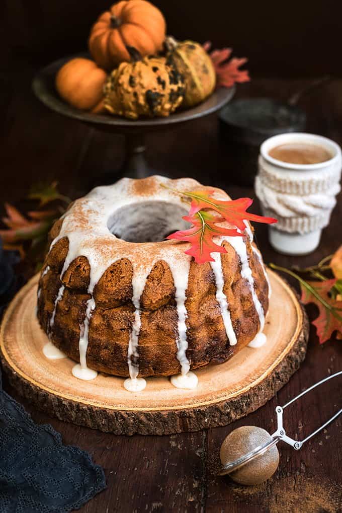 Pumpkin Bundt Cake with Chai Glaze
