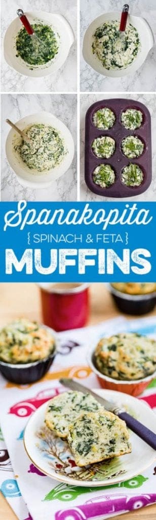 Spanakopita muffins - packed with feta cheese, spinach and herbs these make the perfect portable snack.