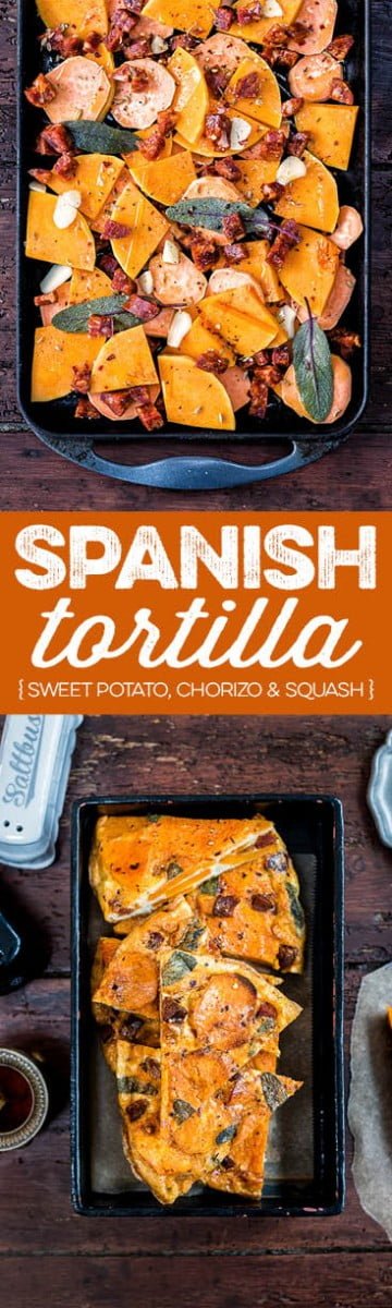 This Spanish tortilla with chorizo, sweet potatoes and squash can be eaten hot or cold and makes a great portable snack. Visit the collaborative board "DIY bloggers for Volkswagen" for more inspiring recipes and ideas. https://uk.pinterest.com/volkswagen/diy-bloggers-for-volkswagen/