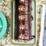 Christmas Yule Log with spiced chocolate filling and mirror chocolate glaze – a delicious festive dessert that is not just for Christmas!