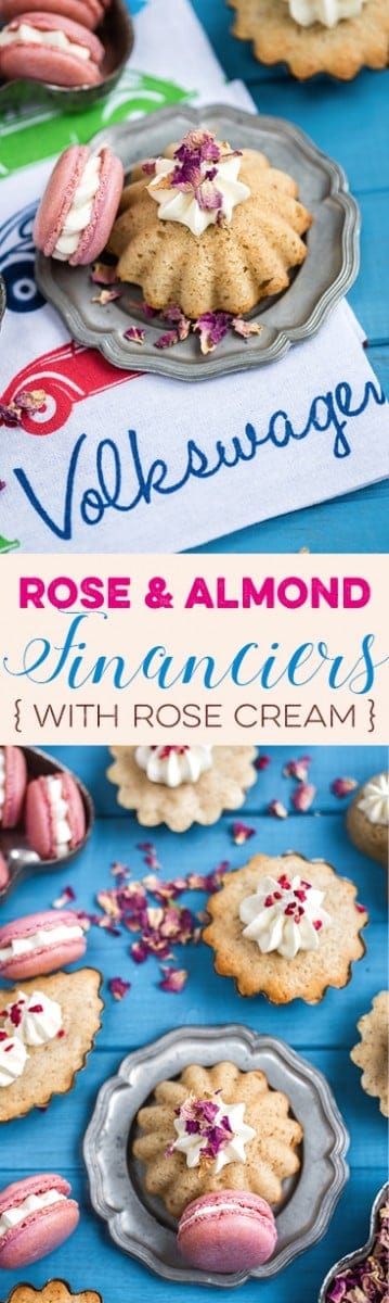 Rose and almond financiers with rose cream. Visit the collaborative board "Food Bloggers for Volkswagen" for more inspiring recipes and ideas. https://de.pinterest.com/volkswagen/food-bloggers-for-volkswagen/ 