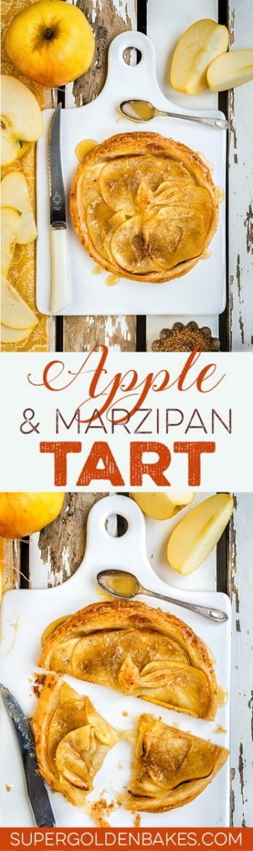 This simple apple and marzipan puff pastry tart is absolutely divine! Serve warm with a generous drizzle of salted caramel and maybe a scoop of vanilla ice cream.