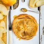 This simple apple and marzipan tart is dessert heaven! Serve warm with a generous drizzle of salted caramel and maybe a scoop of vanilla ice cream.