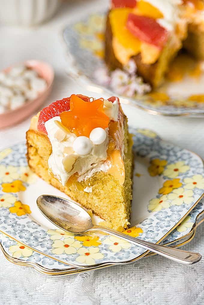 Citrus trifle cake with orange blossom pastry cream and blood orange jelly– a delicious, fragrant take on traditional English trifle.