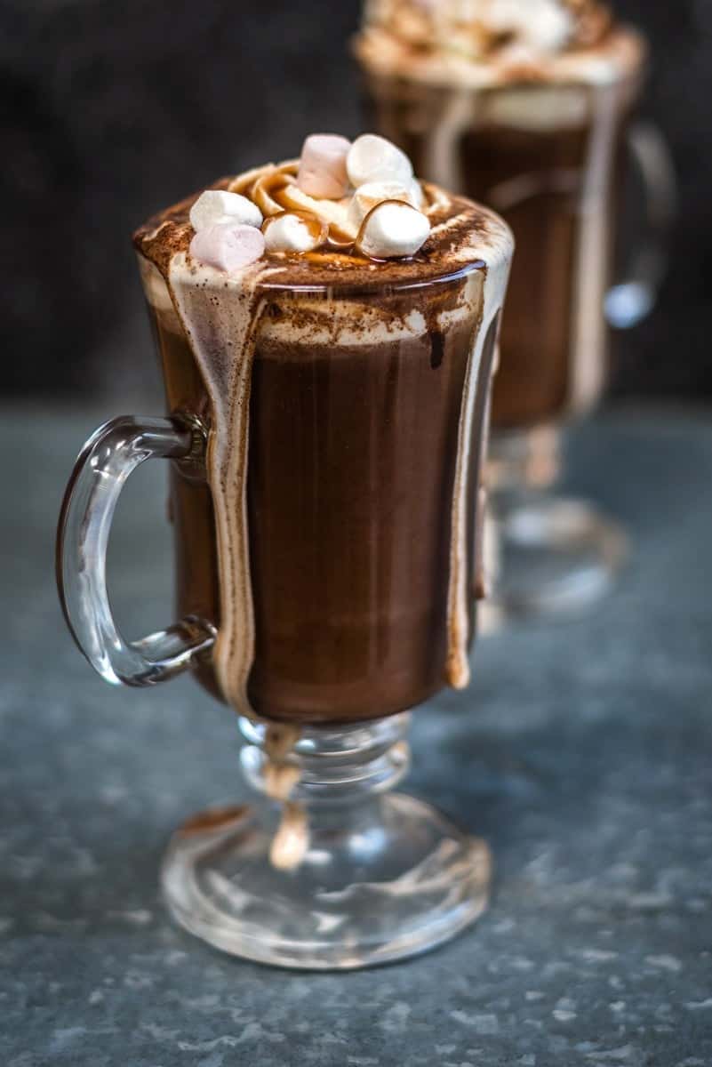 Red wine hot chocolate! This indulgent drink with marshmallows and whipped cream topping is definitely for grown ups only... 