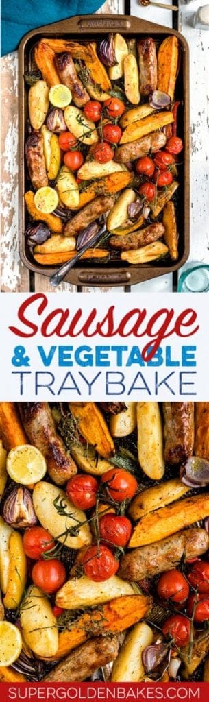 Easy sausage, potato and pepper traybake