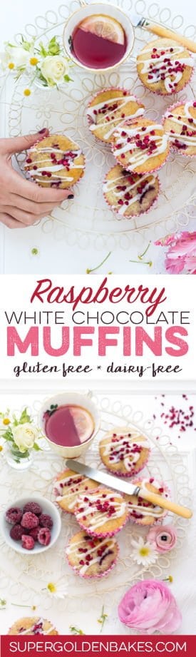 Gluten free raspberry and white chocolate muffins