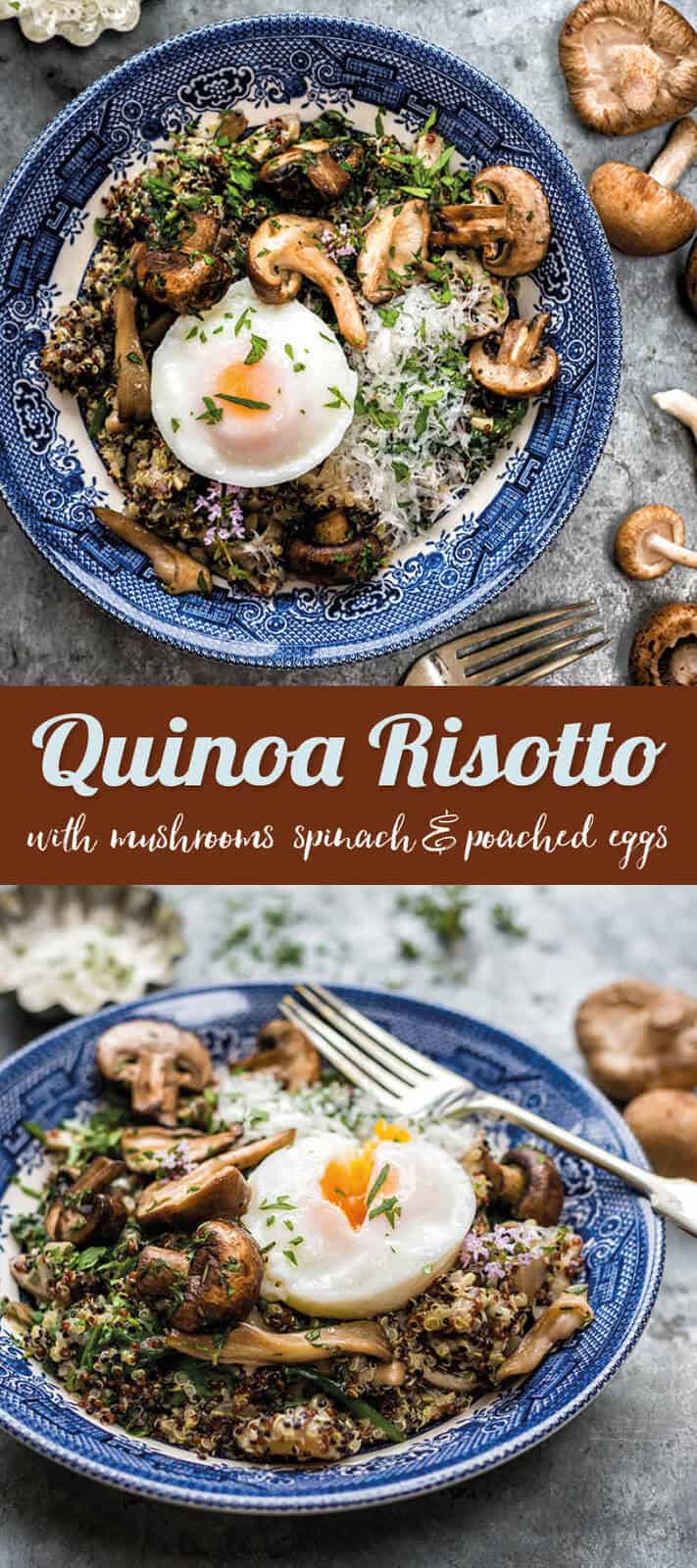 Vegetarian mushroom, spinach and quinoa risotto