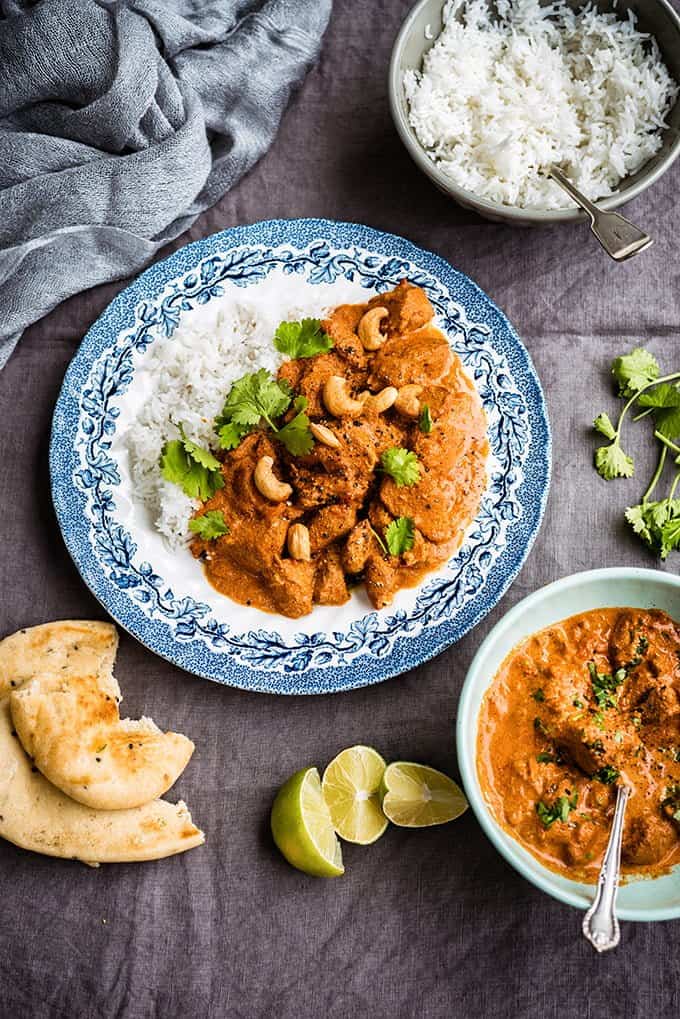 This slow cooker Indian butter chicken curry (chicken makhani) is unbelievably delicious and super easy to make. Serve with steamed basmati rice and plenty of naan bread to mop up the rich sauce.