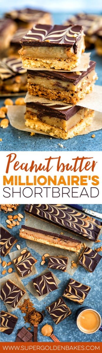 Addictive peanut butter millionaire's shortbread bars | Supergolden Bakes